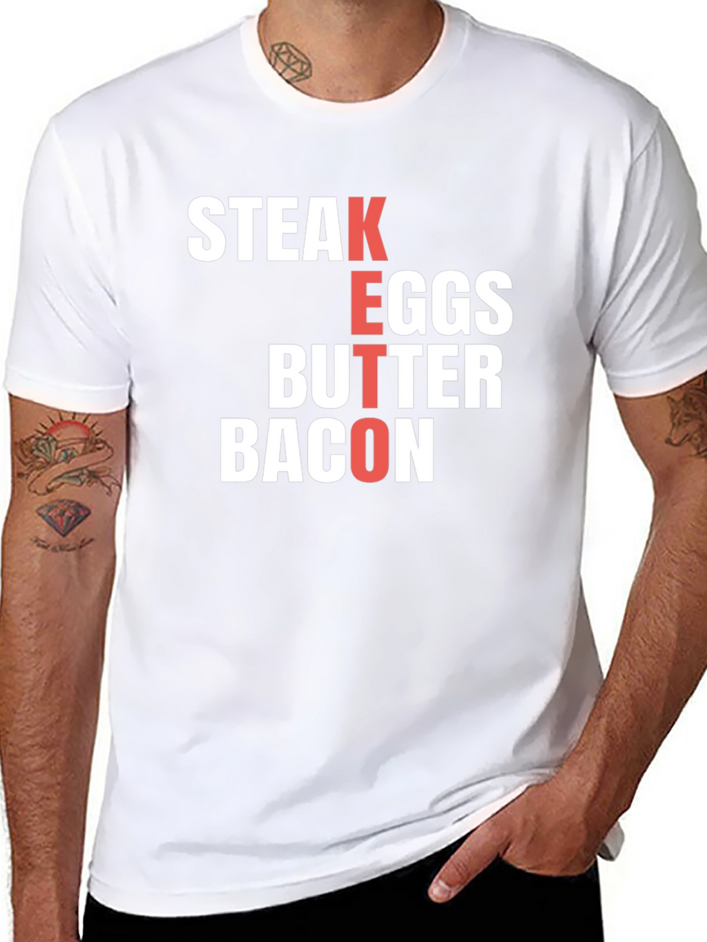Keto Diet T-Shirt - Steak Eggs Butter Bacon