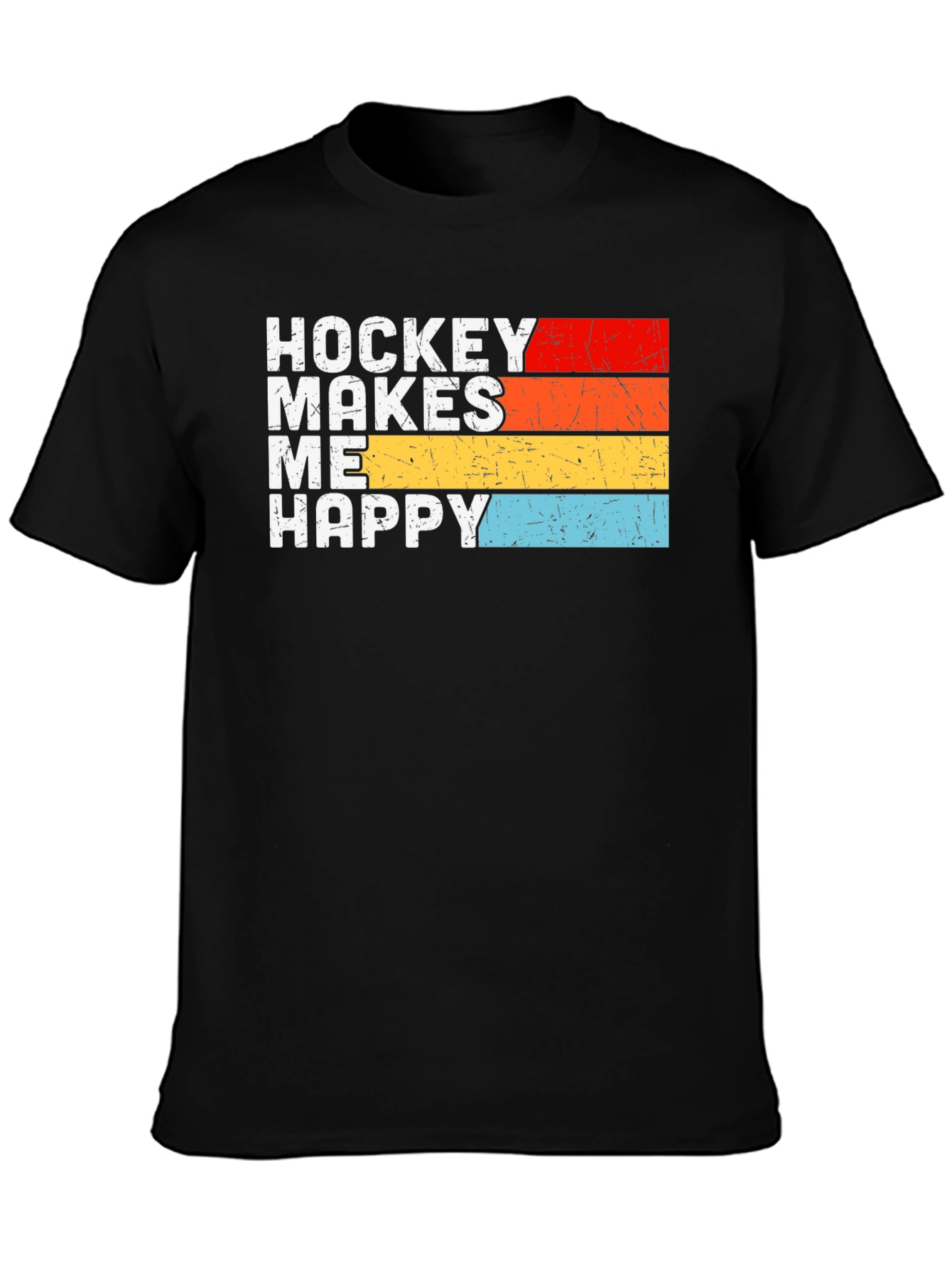 Hockey Makes Me Happy Retro Graphic T-Shirt
