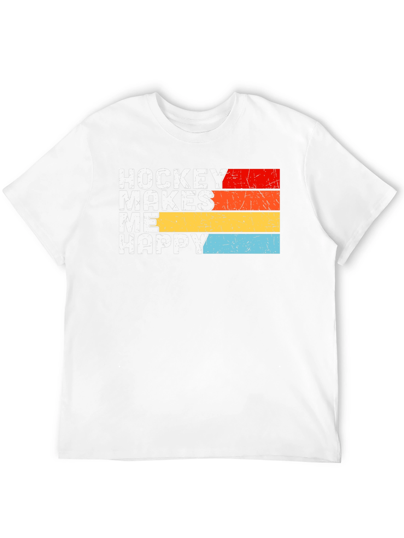 Hockey Makes Me Happy Retro Graphic T-Shirt