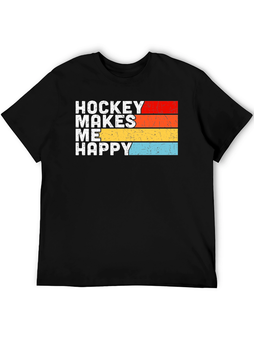 Hockey Makes Me Happy Retro Graphic T-Shirt