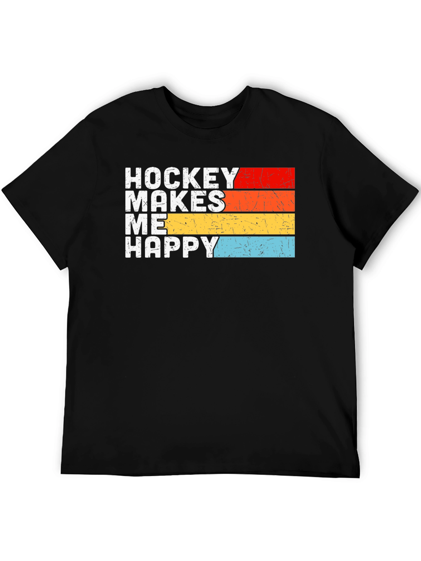 Hockey Makes Me Happy Retro Graphic T-Shirt