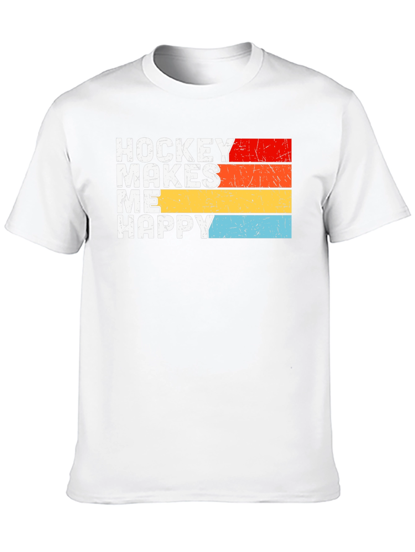 Hockey Makes Me Happy Retro Graphic T-Shirt