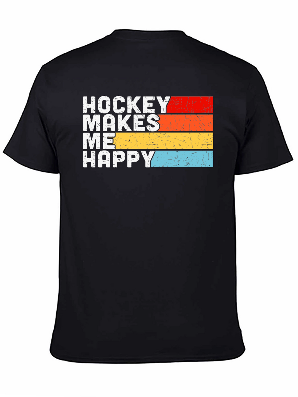 Hockey Makes Me Happy Retro Graphic T-Shirt