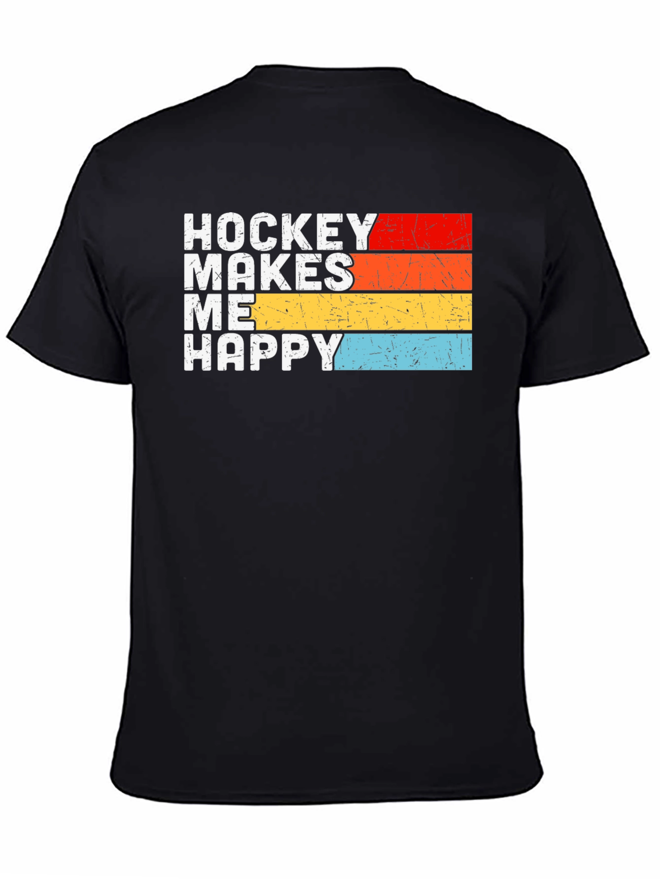 Hockey Makes Me Happy Retro Graphic T-Shirt
