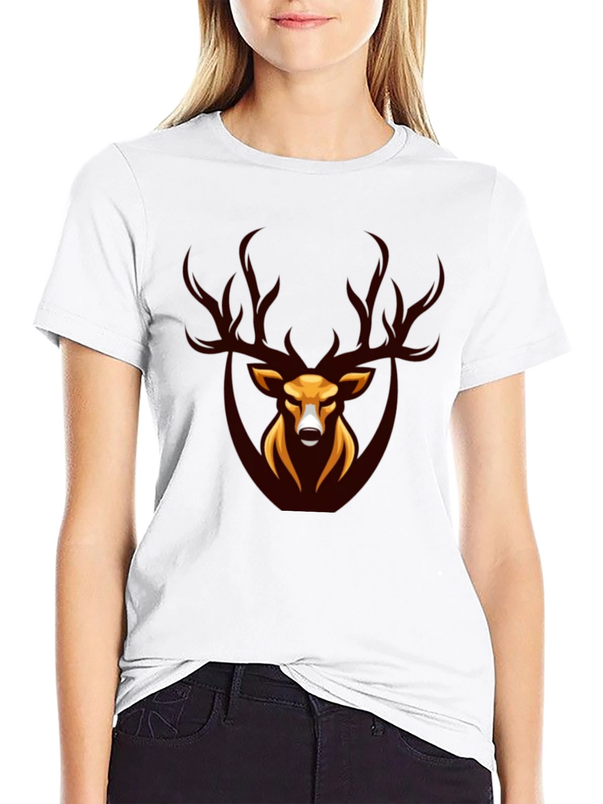 Stag Graphic Tee - Black Crew Neck