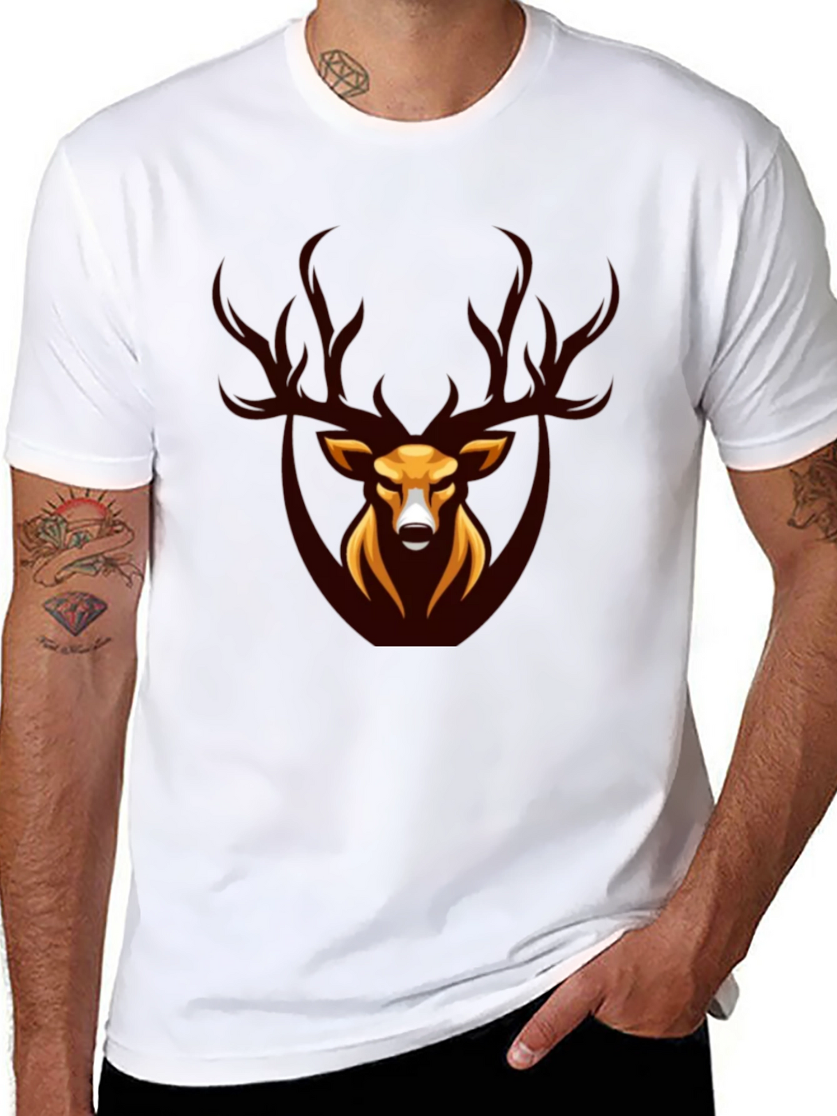 Stag Graphic Tee - Black Crew Neck