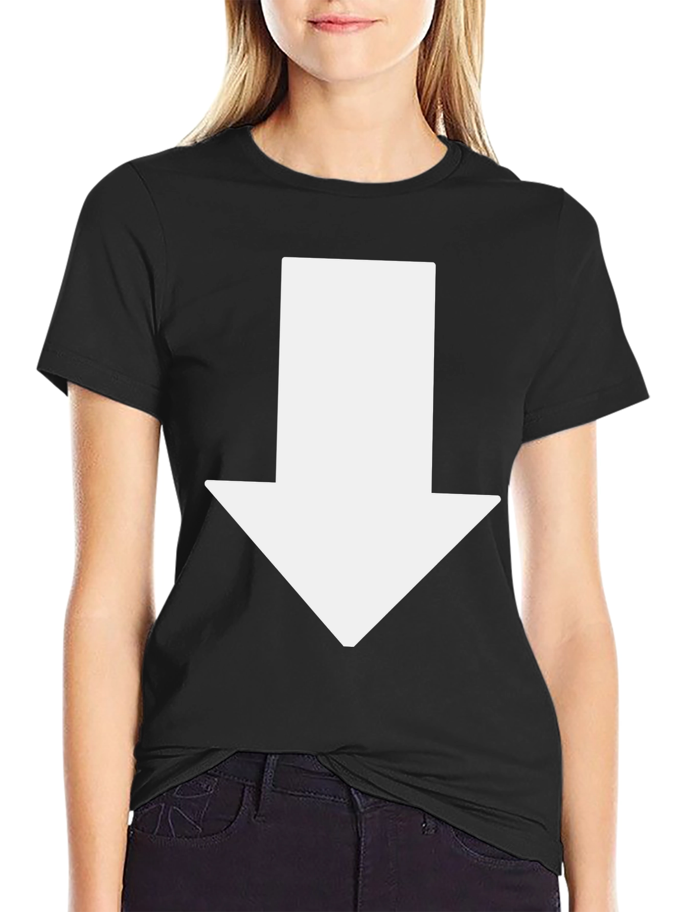 Arrow Down Graphic Tee - Casual Black T-Shirt