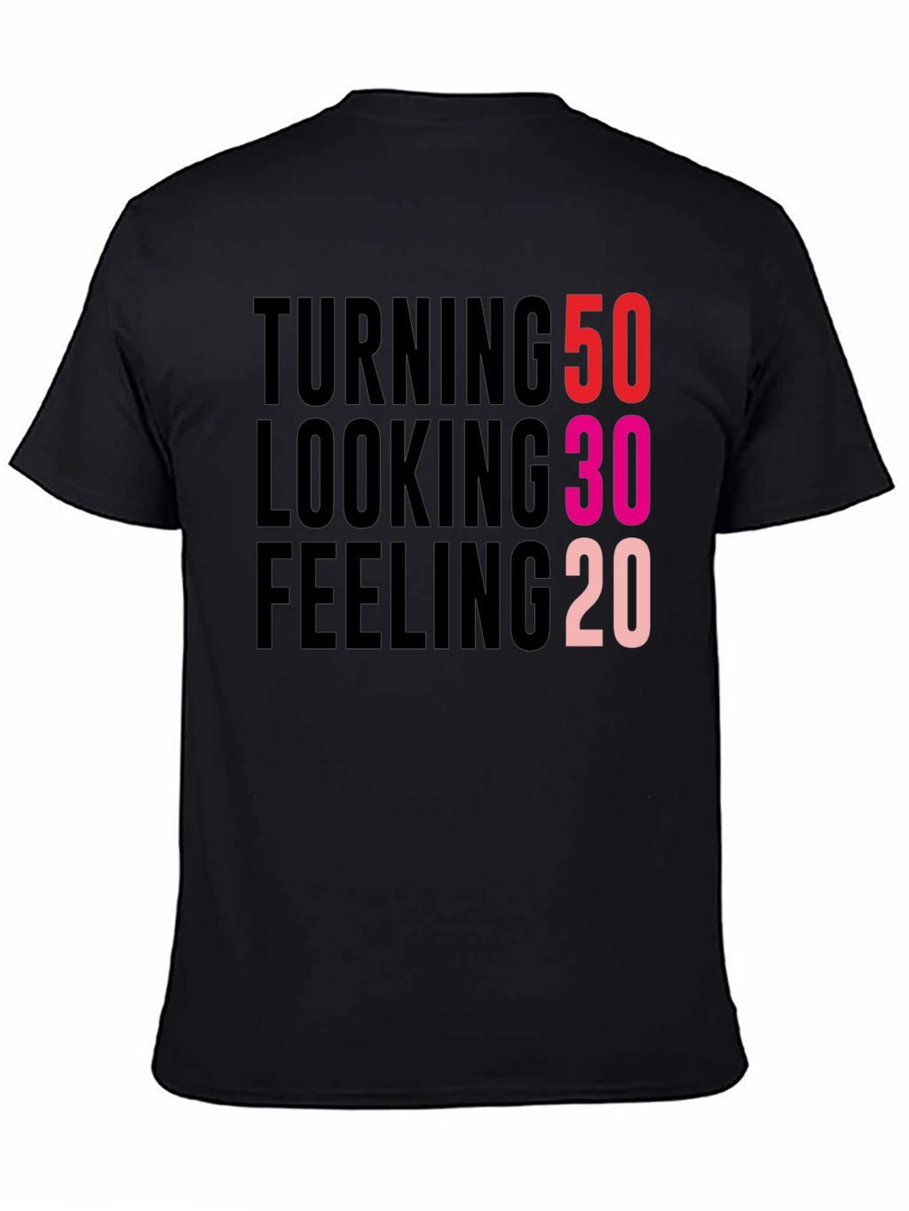 Turning 50 Looking 30 Feeling 20 Black T-Shirt