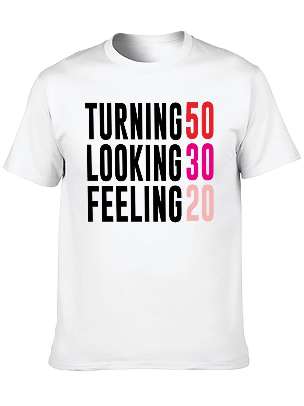 Turning 50 Looking 30 Feeling 20 Black T-Shirt