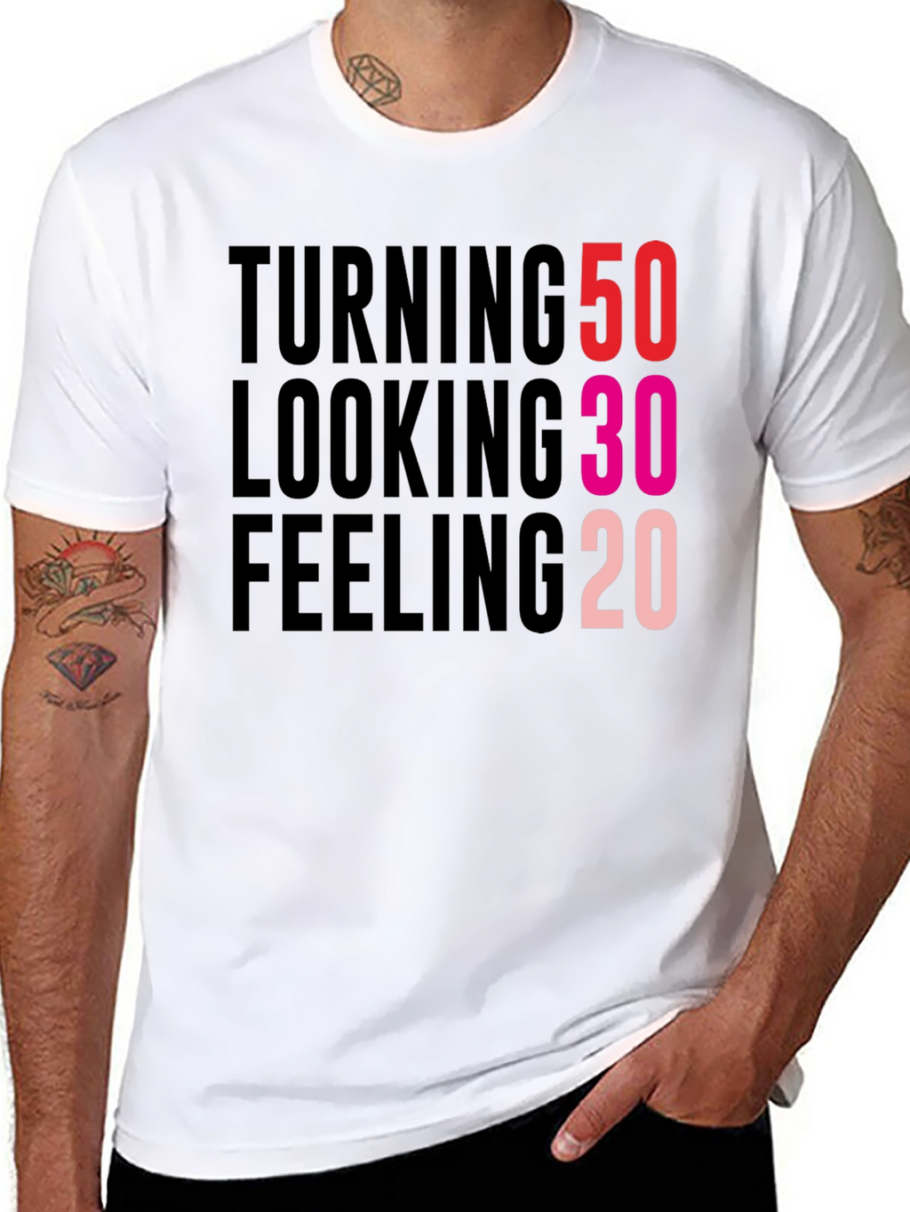 Turning 50 Looking 30 Feeling 20 Black T-Shirt