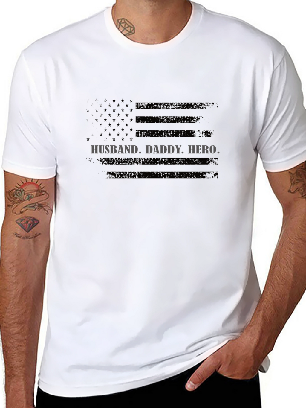 Husband Daddy Hero Flag T-Shirt
