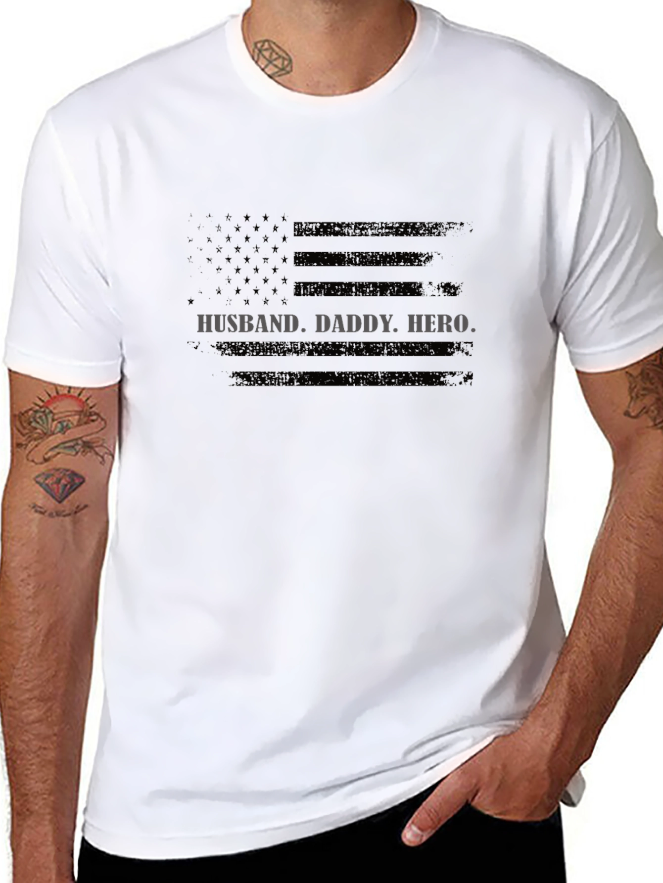 Husband Daddy Hero Flag T-Shirt