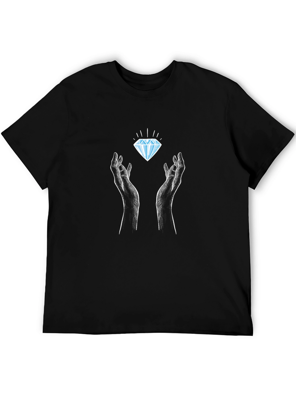 Diamond Hands Graphic Tee - Black Crew Neck T-Shirt