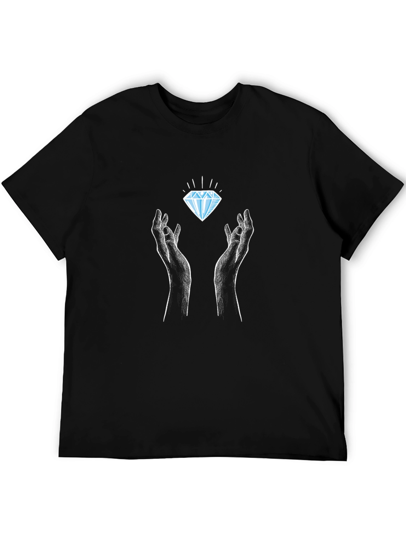 Diamond Hands Graphic Tee - Black Crew Neck T-Shirt
