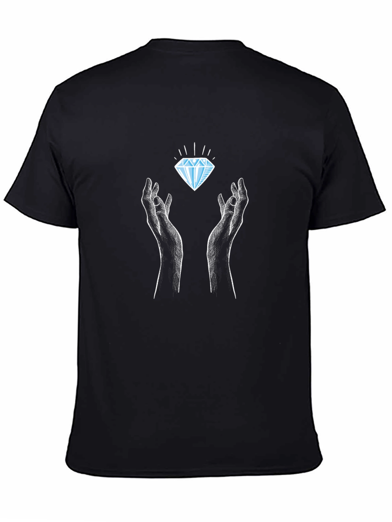 Diamond Hands Graphic Tee - Black Crew Neck T-Shirt
