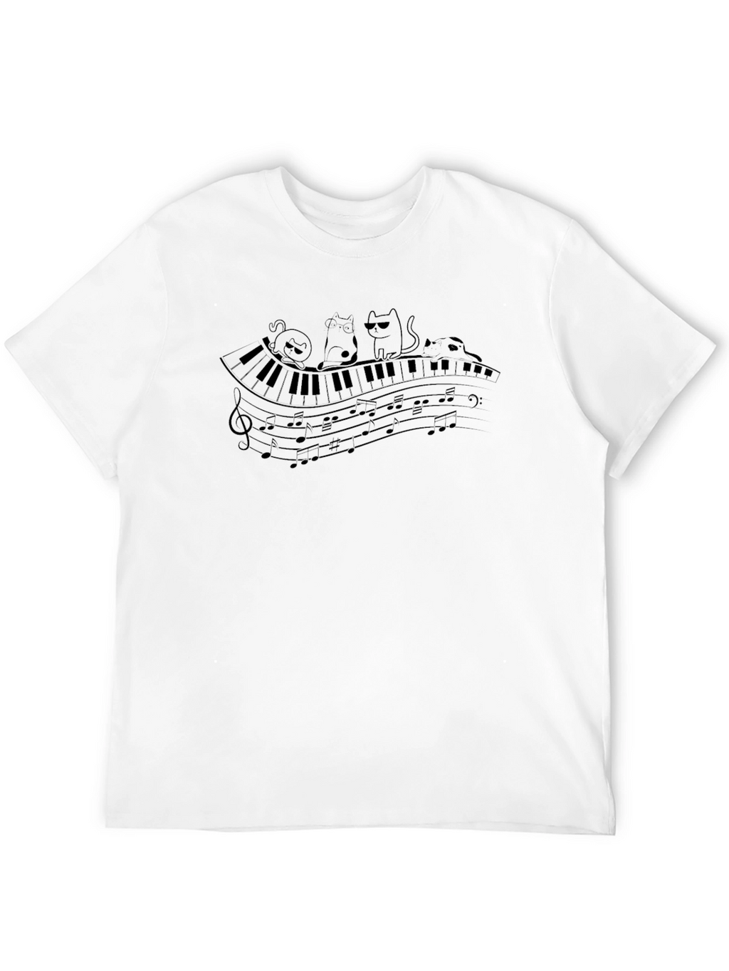 Piano Cats T-Shirt - Musical Feline Tee