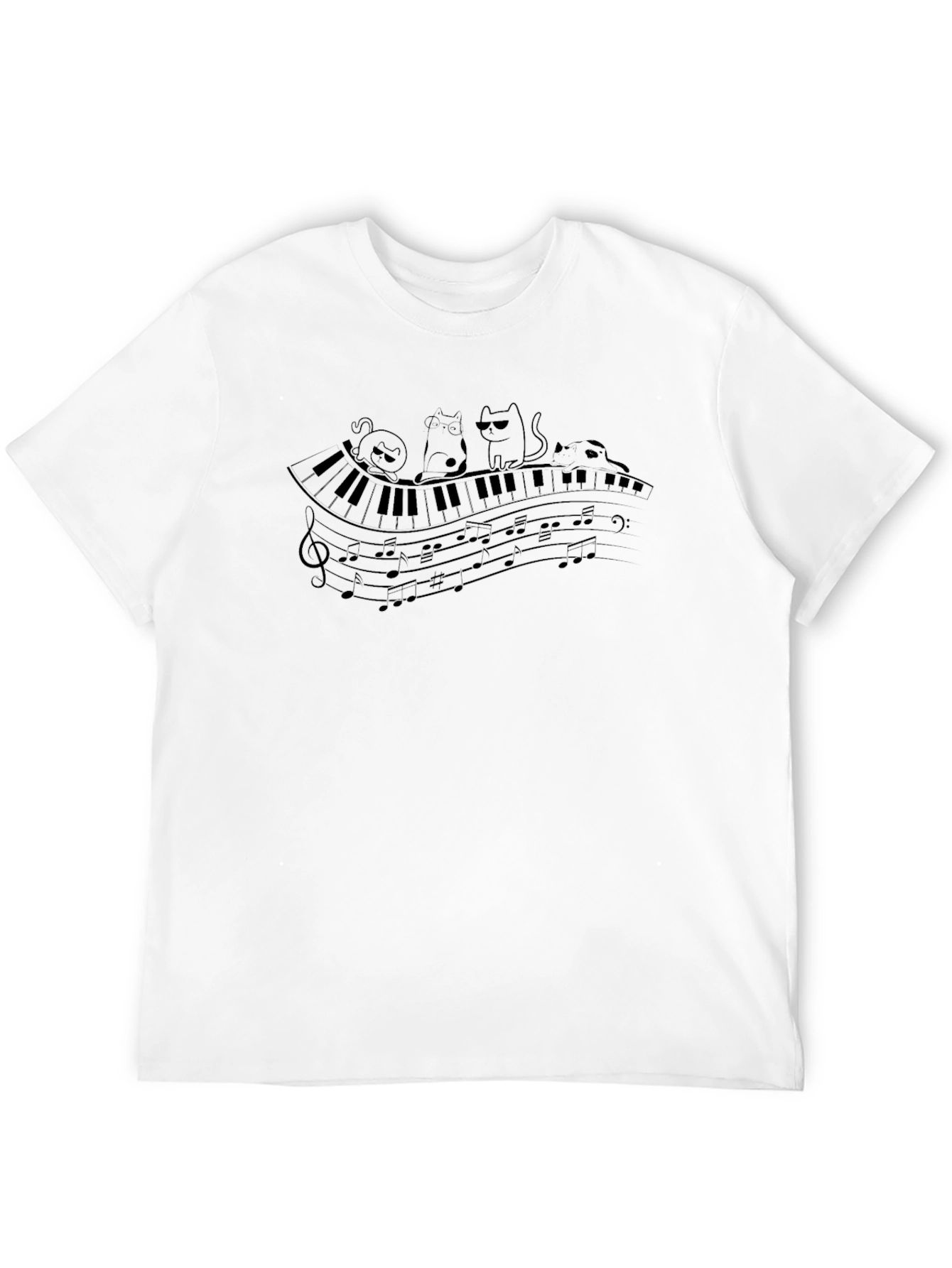 Piano Cats T-Shirt - Musical Feline Tee