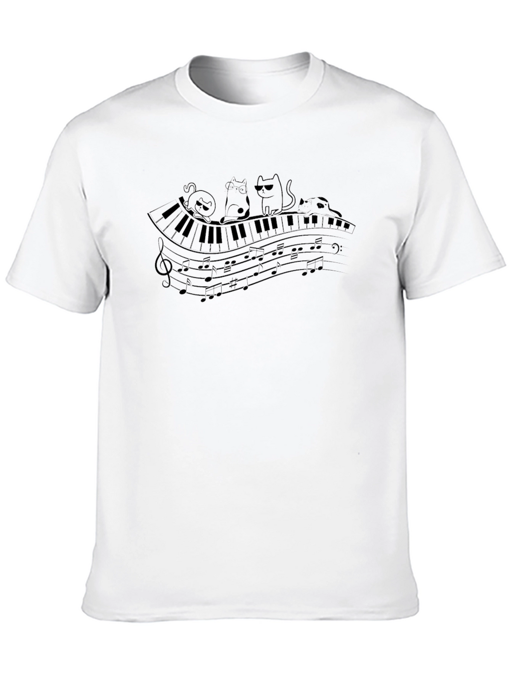 Piano Cats T-Shirt - Musical Feline Tee