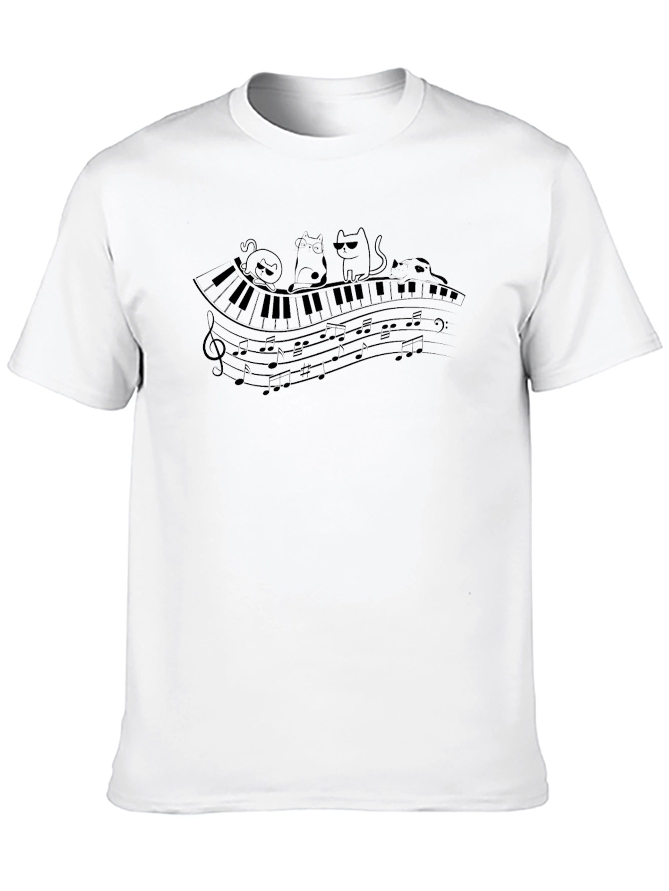 Piano Cats T-Shirt - Musical Feline Tee