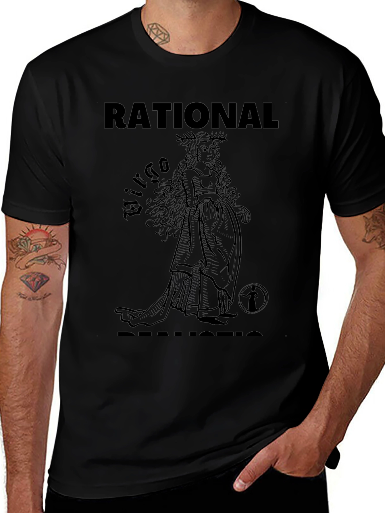 Rational Virgo Realistic Black T-Shirt