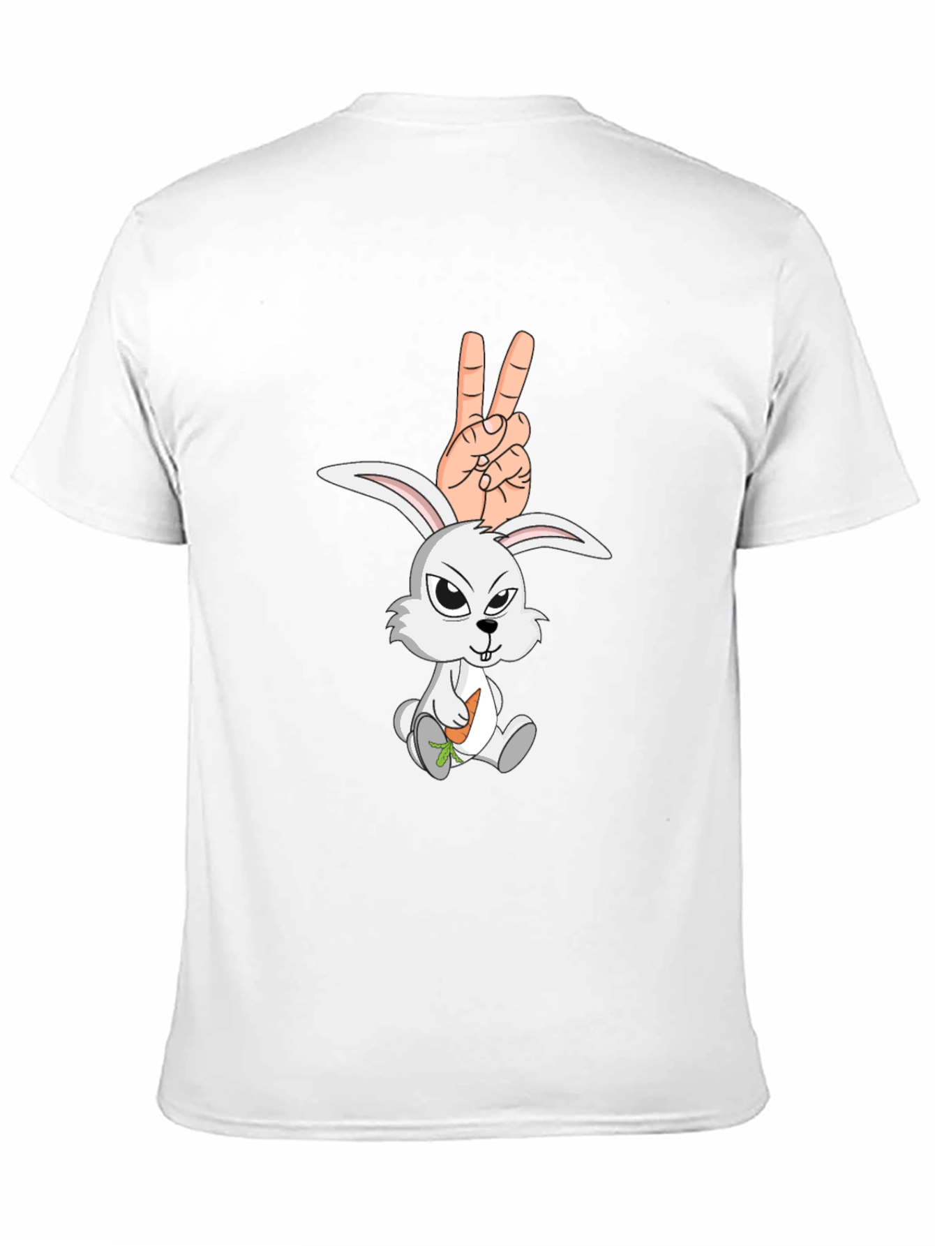 Cool Rabbit Peace Sign Graphic Black T-Shirt