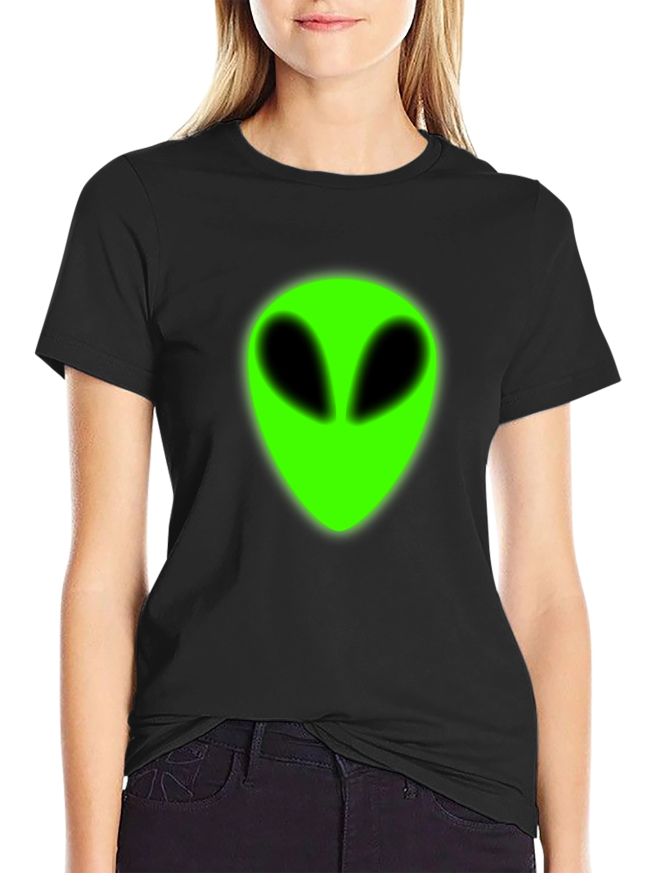 Alien Head Graphic T-Shirt - Mens Black Tee