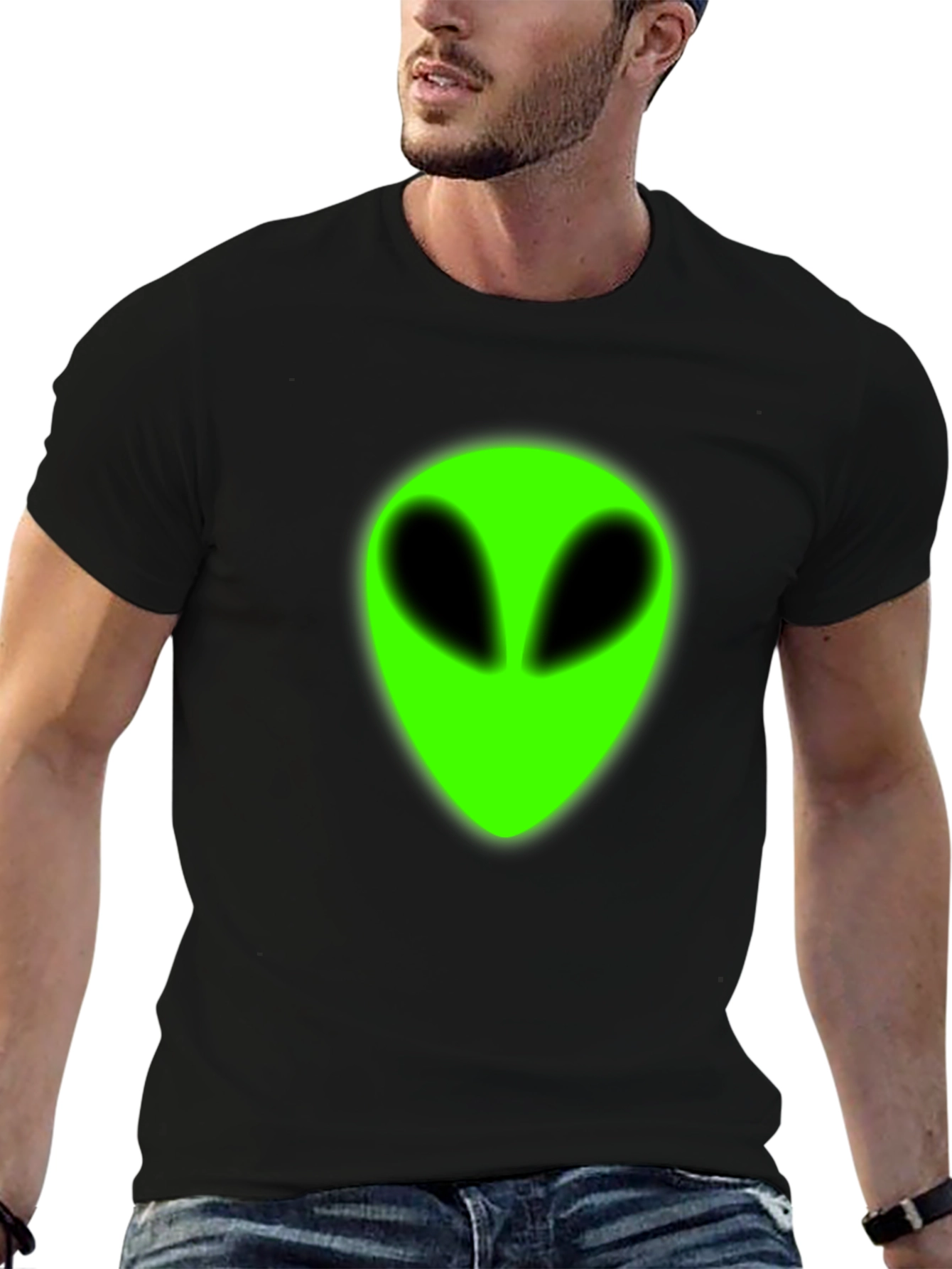 Alien Head Graphic T-Shirt - Mens Black Tee