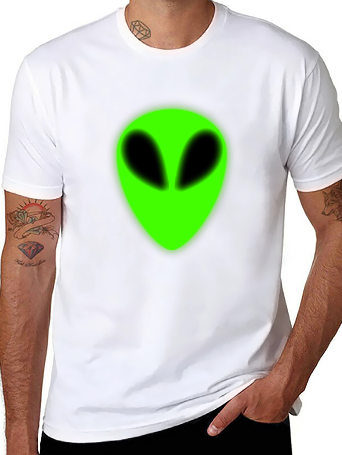 Alien Head Graphic T-Shirt - Mens Black Tee