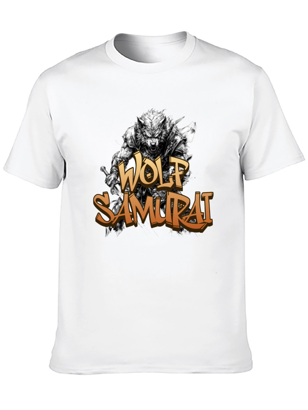 Wolf Samurai Graphic T-Shirt - Black