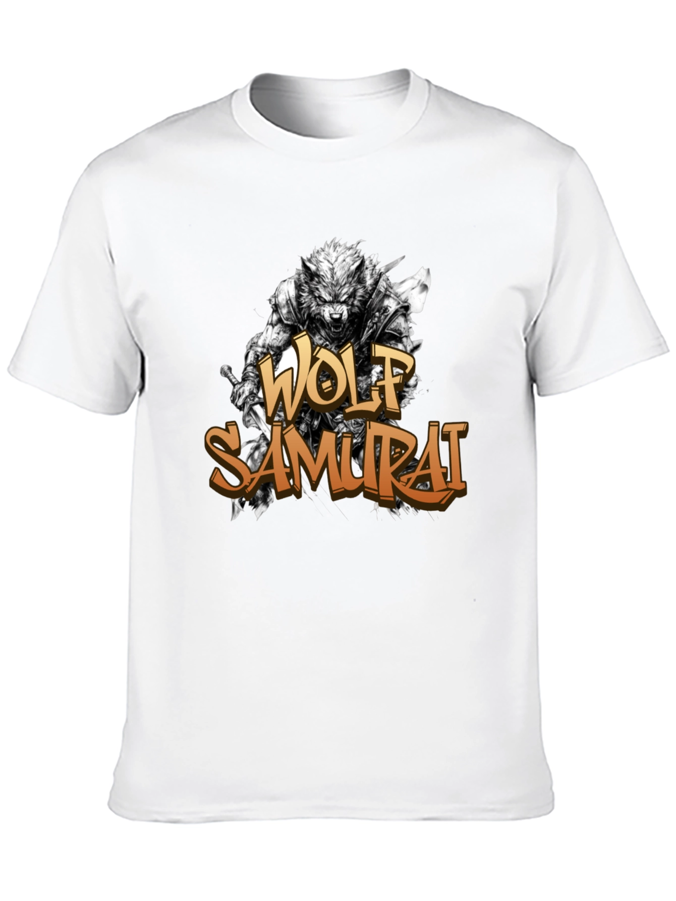Wolf Samurai Graphic T-Shirt - Black
