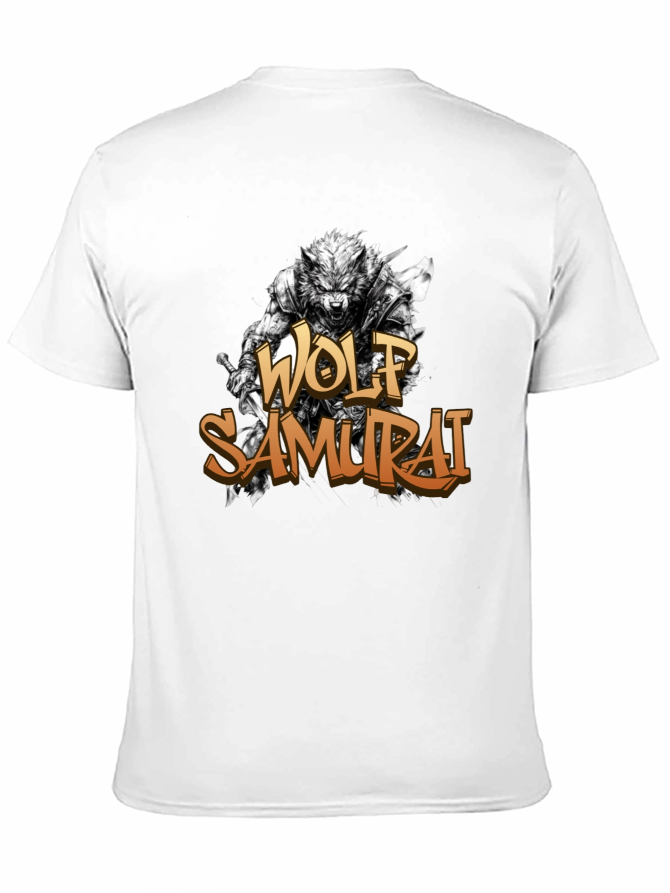 Wolf Samurai Graphic T-Shirt - Black