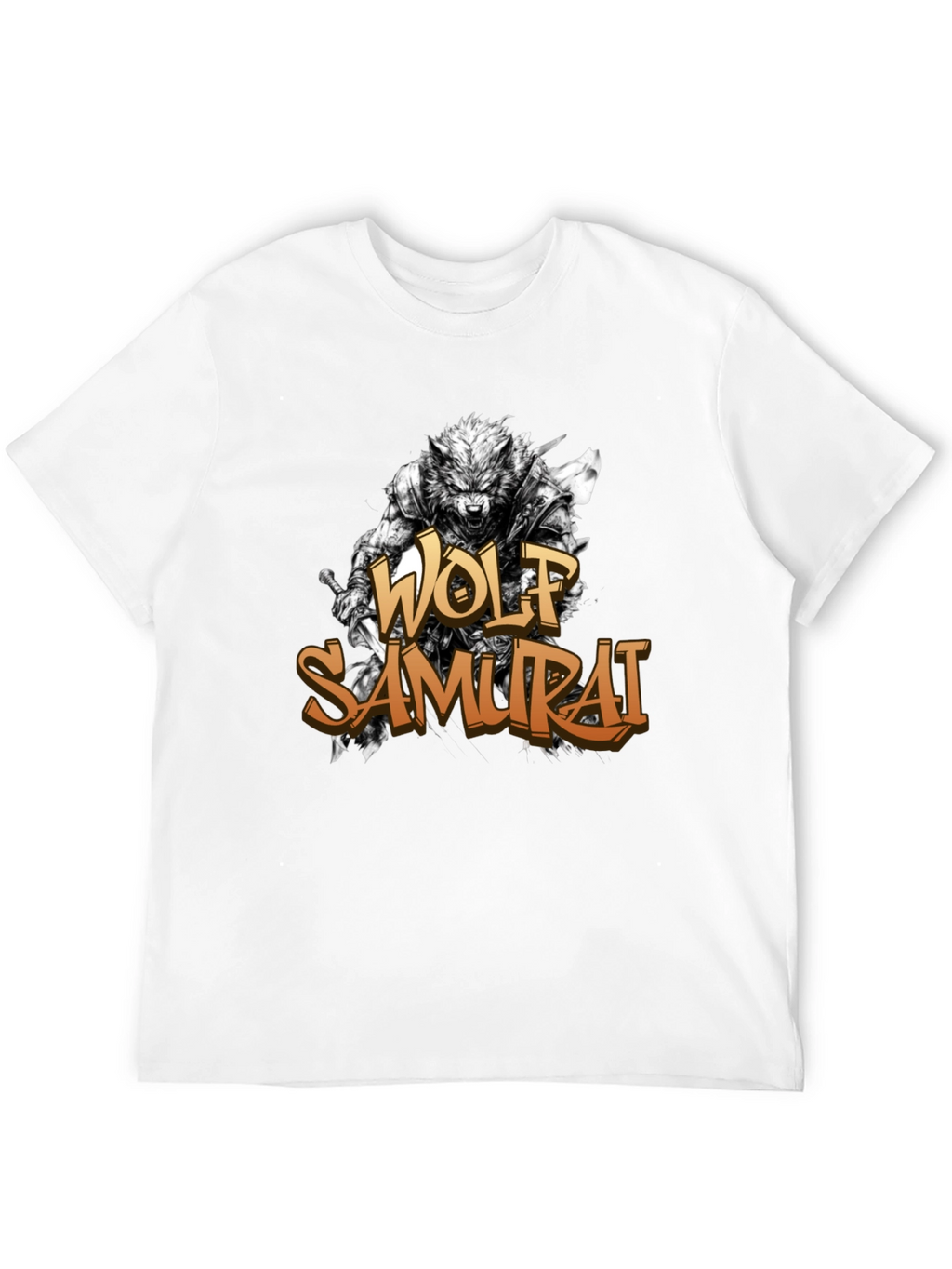 Wolf Samurai Graphic T-Shirt - Black