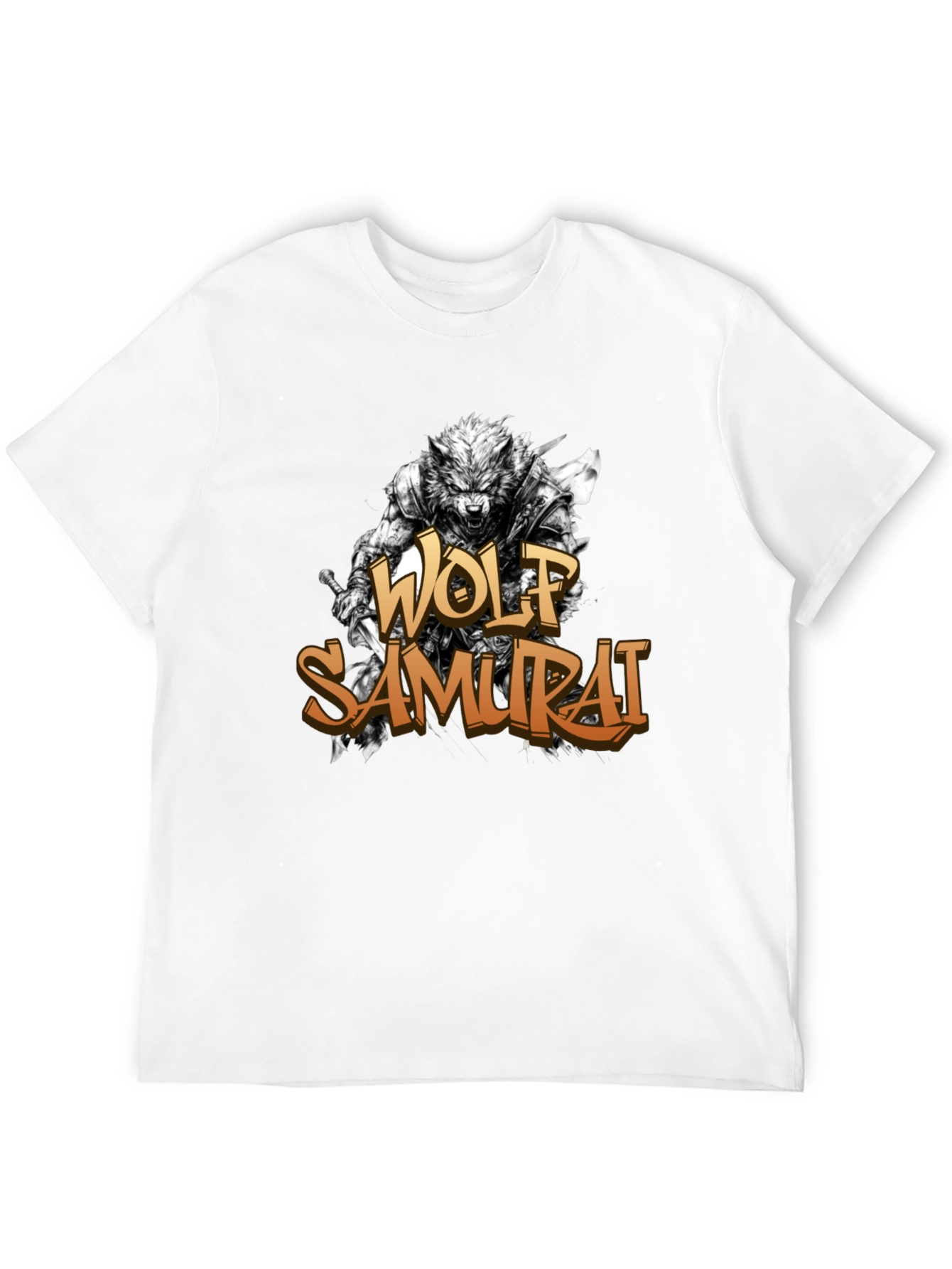 Wolf Samurai Graphic T-Shirt - Black
