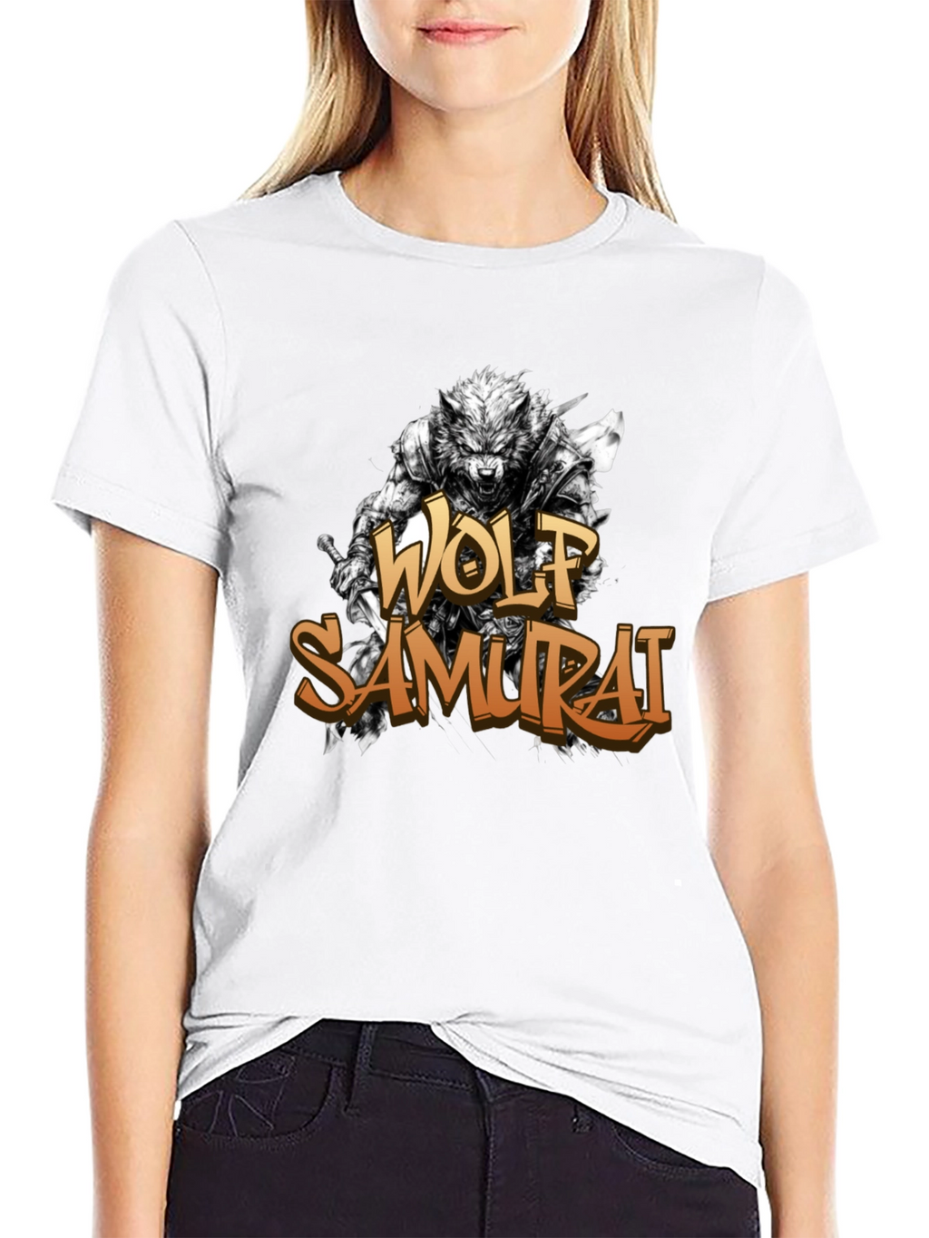 Wolf Samurai Graphic T-Shirt - Black
