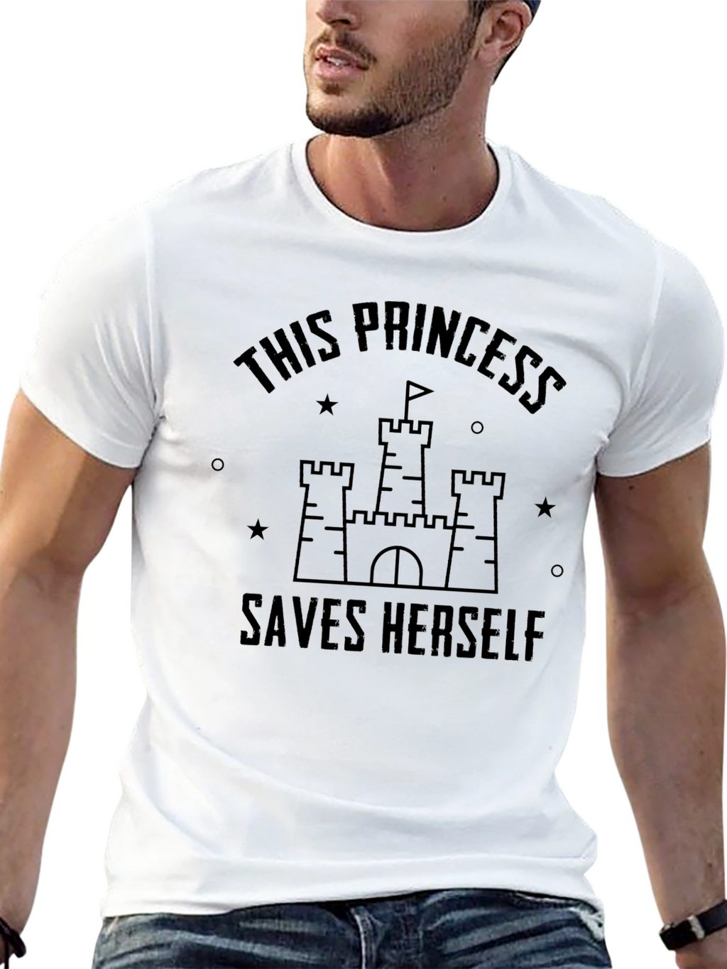Princess Saves Herself Graphic Tee - Black