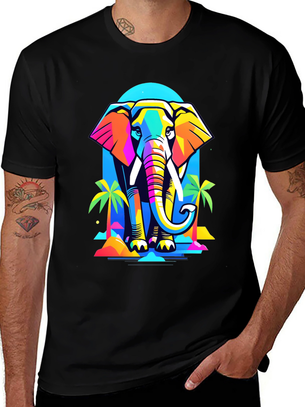 Colorful Geometric Elephant T-Shirt