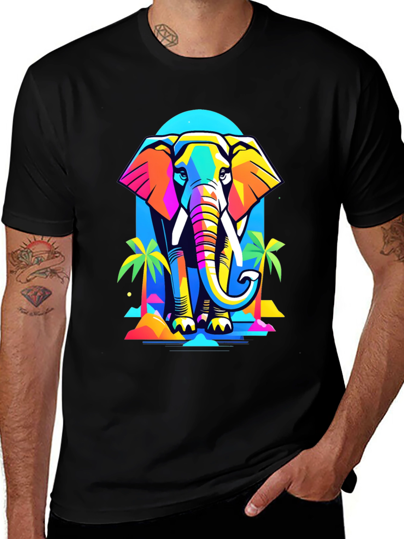 Colorful Geometric Elephant T-Shirt