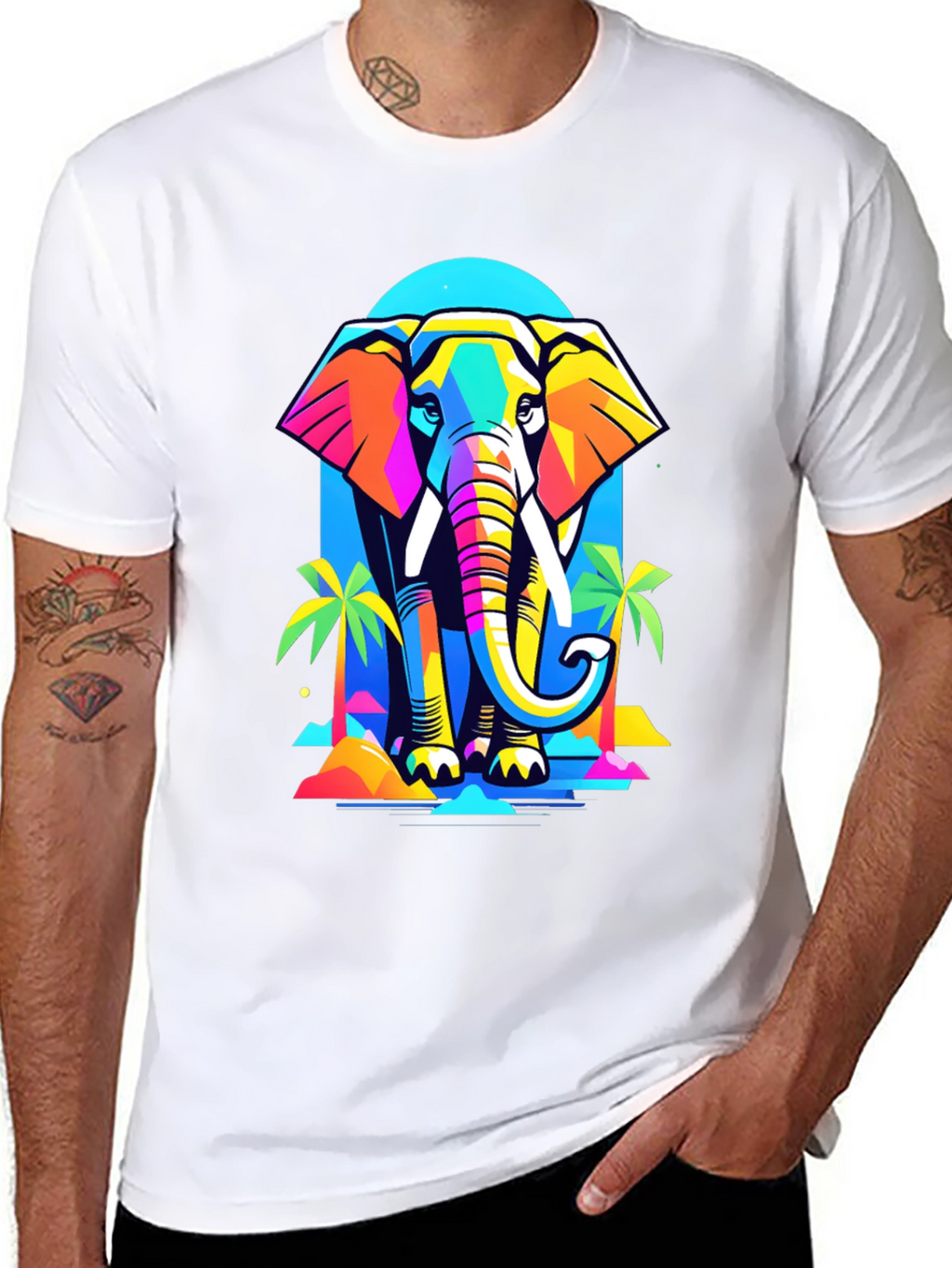 Colorful Geometric Elephant T-Shirt