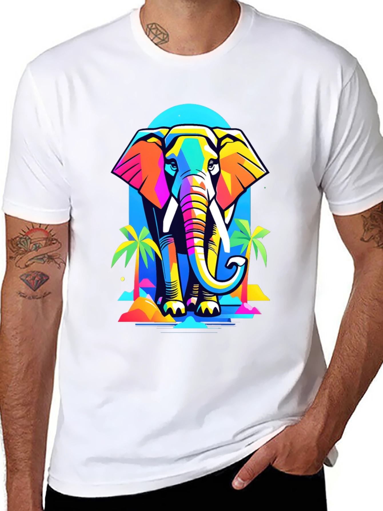 Colorful Geometric Elephant T-Shirt