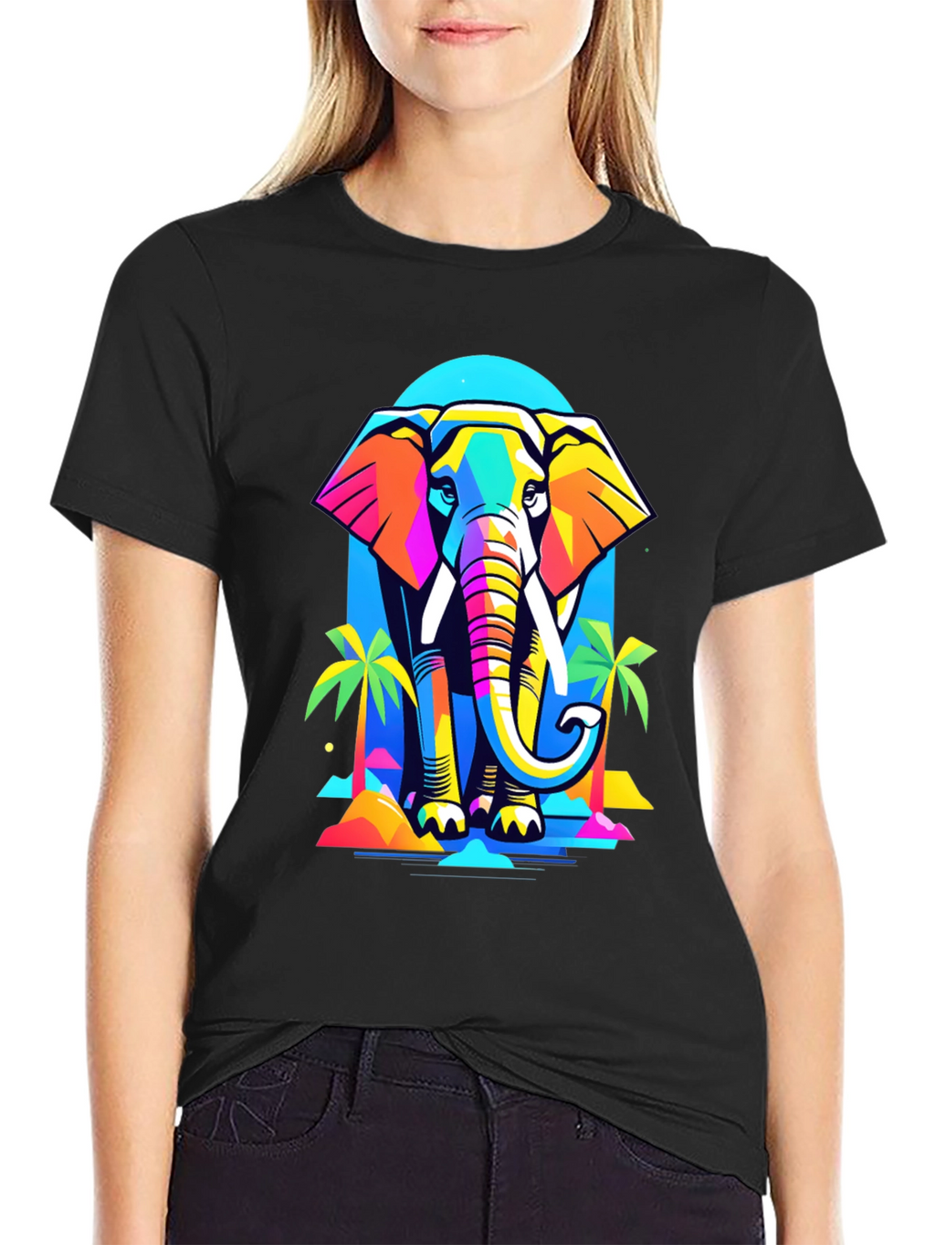 Colorful Geometric Elephant T-Shirt