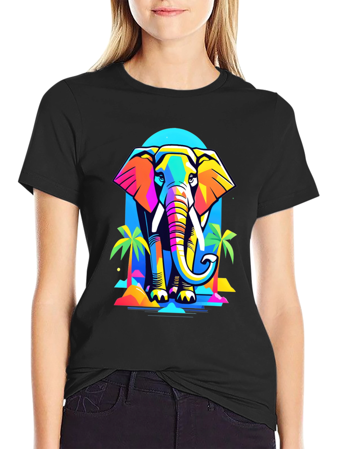 Colorful Geometric Elephant T-Shirt