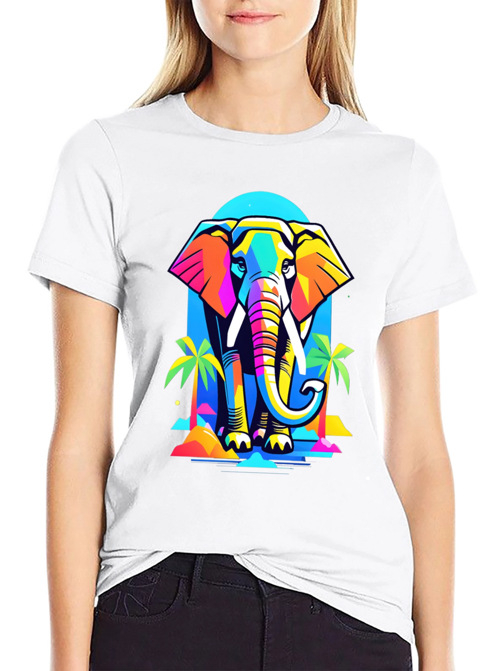 Colorful Geometric Elephant T-Shirt