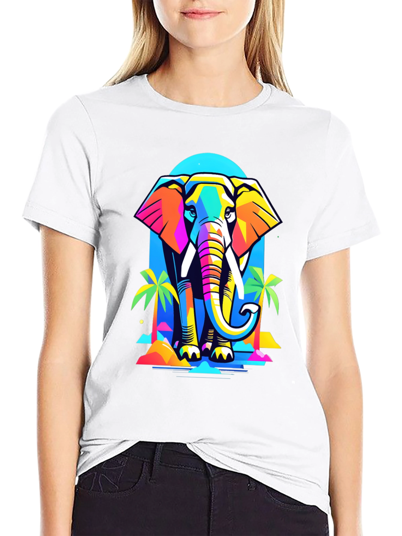 Colorful Geometric Elephant T-Shirt