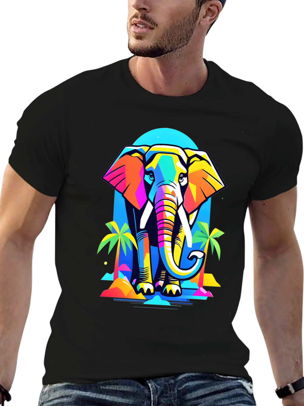 Colorful Geometric Elephant T-Shirt
