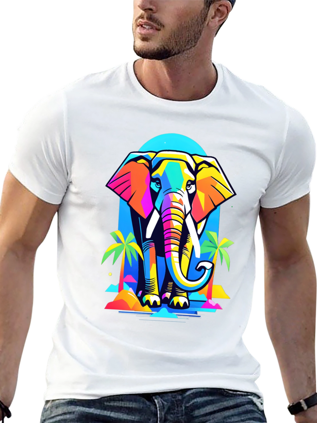 Colorful Geometric Elephant T-Shirt