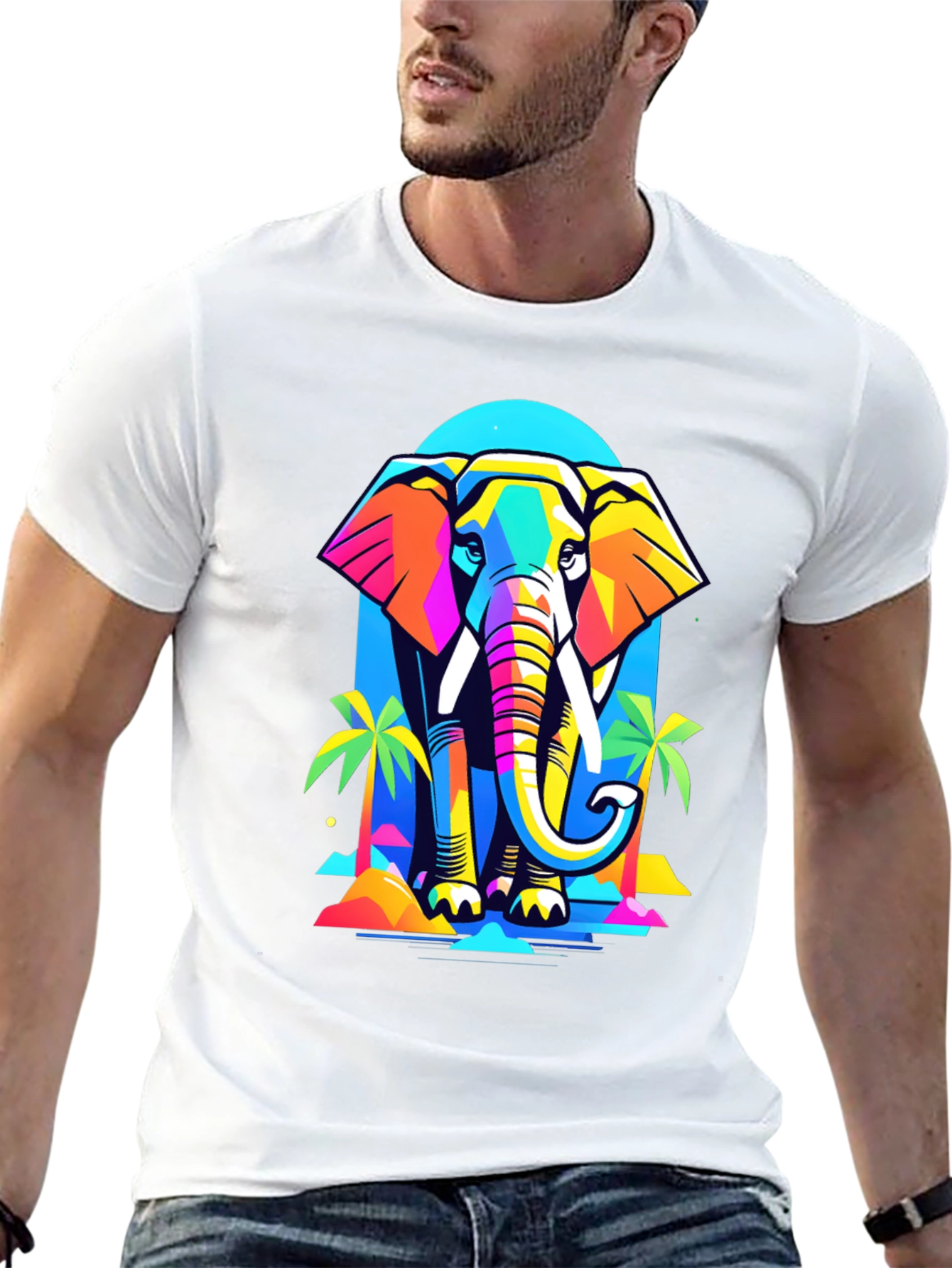 Colorful Geometric Elephant T-Shirt