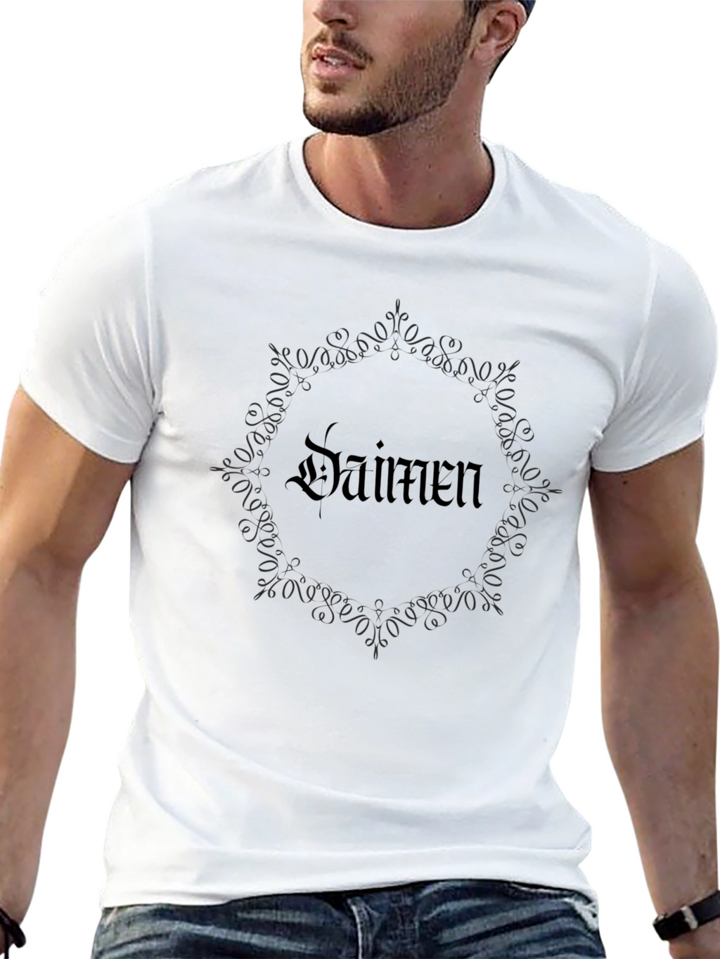 Daimen Black T-Shirt with Gothic Design