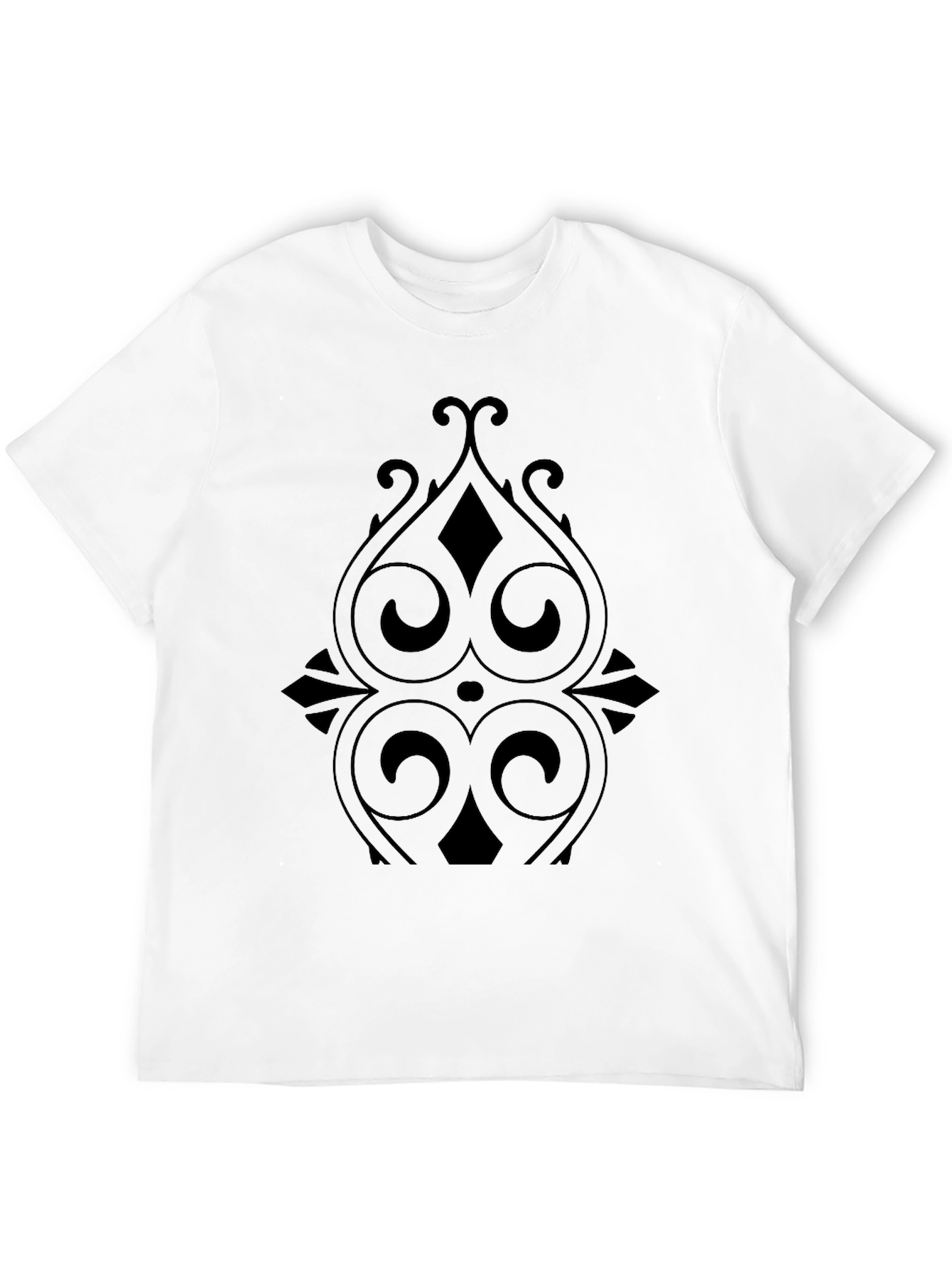 Elegant Black Tee with Ornate Graphic Design