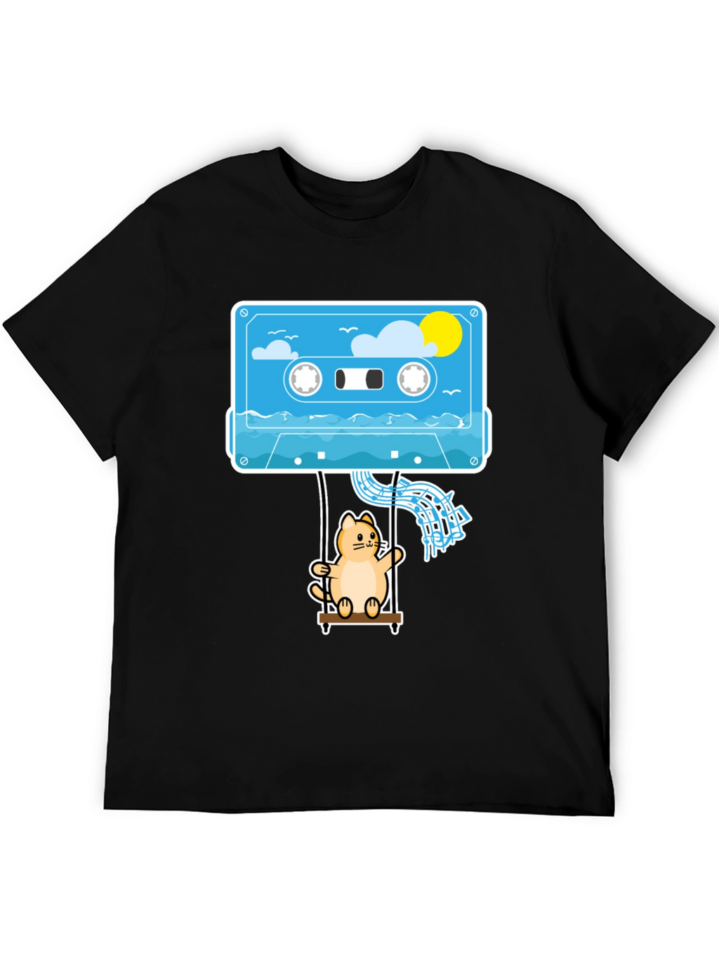 Cassette Cat Swing T-Shirt - Cool Graphic Tee