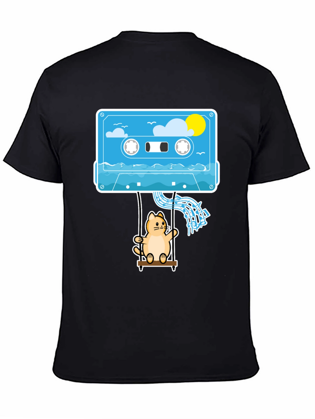 Cassette Cat Swing T-Shirt - Cool Graphic Tee